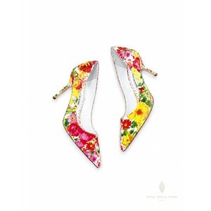 Manolo Blahnik BB Watercolor Floral Pointed Toe 90mm Pump EU 36.5